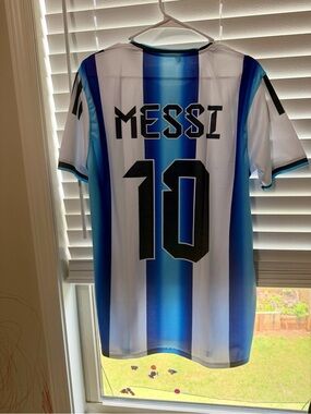 Argentina Style Blue & White Striped Soccer Jersey